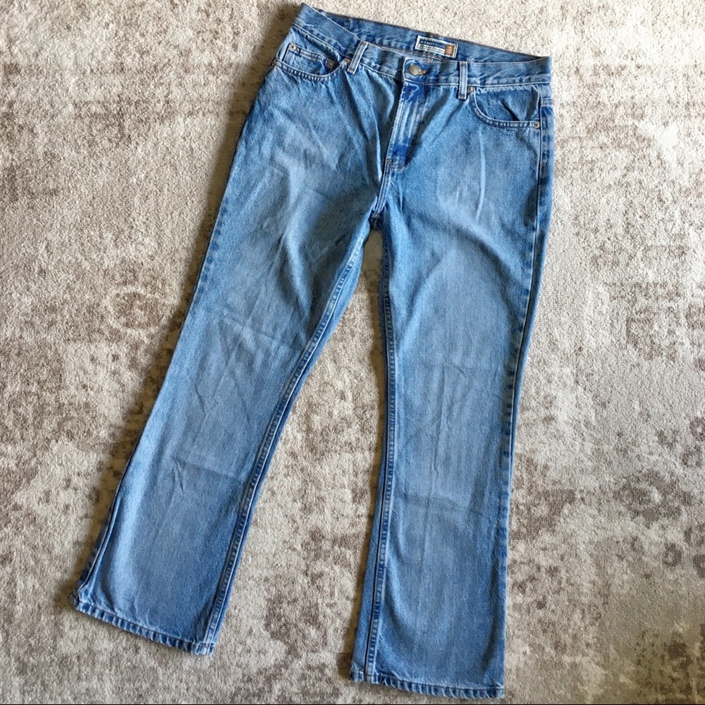 Old Navy Mid Ride Boot Cut 100% cotton Vintage size 10 Short petite Blue